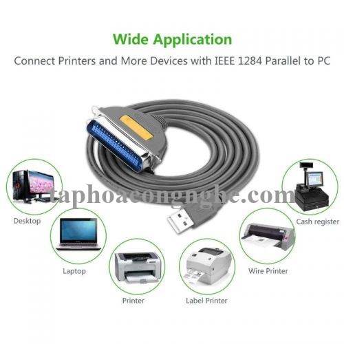 Ugreen 30228 3M màu Đen Cáp tín hiệu chuyển đổi USB 2.0 sang LPT âm cao cấp 20225 30030228